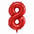 Red number 8 foil balloon with metallic finish for party wedding decorations - Number 8 / Red