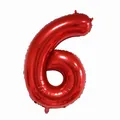 Large red number 6 foil balloon with metallic finish for birthday party decorations - Number 6 / Red