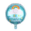 18 inch round rainbow birthday balloon with blue sky and cloud pattern - Blue Smiling Cloud Happy Birthday Style