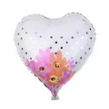 Ballon coeur en aluminium 18 pouces avec pois argentés et motif floral sur fond blanc - Cœur Fleuri à Pois