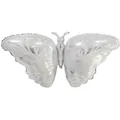 Grande palloncino a farfalla in alluminio argento con decorazioni bianche per matrimoni - Farfalla / Argento