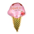 Palloncino in alluminio a forma di cono gelato rosa con scritta Have a SWEET Day - Cono Gelato / Rosa