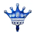 Detail of blue crown foil balloon with silver glitter dots for party decoration - Dark Blue / 38x37cm