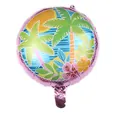 18-inch round pink foil balloon with tropical palm trees and hibiscus flower design - Palm Tree