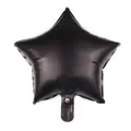 Matte black star-shaped aluminum foil balloon detail with a clear inflation valve port - Black