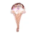 Mini ice cream cone foil balloon with Happy Birthday print for party decoration - Crispy Cone Balloon