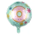 18-Zoll runder Folienballon in Minzgrün mit Donut-Motiv und süßen Party-Verzierungen - Donut