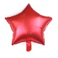 Close-up of a 18-inch metallic red star foil balloon with glossy finish for party decor - Red