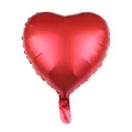 Detail shot of a glossy red heart-shaped foil balloon with metallic finish for party decor - 18-inch Metallic Red