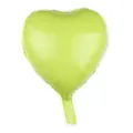 Vista de cerca del globo de aluminio con forma de corazón verde lima y acabado metálico - Macaron Verde De 18 Pulgadas Con Forma De Corazón