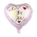 Pink heart-shaped foil balloon with I Love You print for wedding and party decor - Pink Background Gold ILoveYou Style (D)