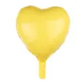 Detalle de globo de aluminio de corazón amarillo con acabado metálico y bordes sellados - Macaron Amarillo De 18 Pulgadas Con Forma De Corazón