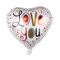 Heart-shaped foil balloon with colorful Love You text and confetti for party decor - White Background Colorful LoveYou Style (C)