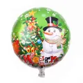 18 inch green Merry Christmas foil balloon featuring snowman and decorated tree graphics - Snowman Christmas Tree (B)