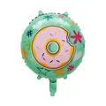 18-inch mint green foil balloon featuring a bitten doughnut and colorful floral patterns - Donut