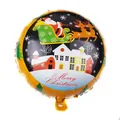 18-Zoll runder Folienballon mit Weihnachtsmann im Schlitten und Merry Christmas-Schriftzug - Goldrand Weihnachtsmann Überflug (O)