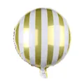 18-inch round striped foil balloon with metallic gold and white patterns for party decor - Gold