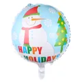 Blauer 18-Zoll-Folienballon mit Schneemann-Motiv und Happy Holidays Schriftzug - Hellblauer Cartoon Schneemann (A)
