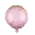 Pink It's a Girl round foil balloon with gold dots for baby shower party decoration - Light Pink Round (IT'S A GIRL) / 18 Inch