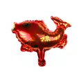 Detail of red koi fish foil balloon with golden scales and festive Fu character - 29cmx32cm