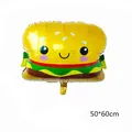 Lindo globo de helio con forma de hamburguesa y cara sonriente, mide 50x60cm - Hamburguesa