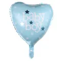 Blue heart-shaped baby boy foil balloon with stars for birthday party decoration - Light Blue Heart (BABY BOY) / 18 Inch