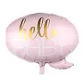 Palloncino Hello Baby rosa e oro per baby shower o decorazione della prima festa di compleanno - Stile Fumetto Baby / Rosa
