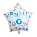 Stervormige witte folieballon met blauwe Baby Boy tekst voor een verjaardagsfeest - Witte Ster (BABY BOY) / 18 Inch