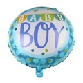Blauwe ronde folieballon voor feestjes met Baby Boy tekst en gekleurde stippen - Bleekblauw Rond (BABY BOY) / 18 Inch