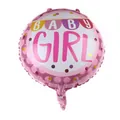 Roze ronde folieballon met GIRL tekst en BABY vlaggetjes voor meisjes verjaardag - Bleekroze Rond (BABY GIRL) / 18 Inch
