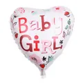 Witte hartvormige Baby Girl folieballon met bloemenpatronen voor verjaardagsfeestjes - Wit Hart (BABY GIRL) / 18 Inch