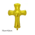 Ballon en aluminium doré de 75x63cm en forme de croix pour baptême et Pâques - Croix Dorée