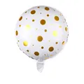 18-inch white round foil balloon with shiny gold polka dots for birthday party decoration - Gold