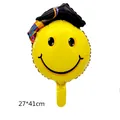 Mini afstudeerballon met smiley en doctoraal hoed voor feestdecoratie, maat 27x41cm - Afstudeer Smiley met Hoed