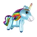 3D rainbow unicorn foil balloon in light blue with metallic finish for birthday party decor - Standard / Blue