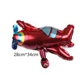 Detailed view of red mini airplane foil balloon showing 28cm x 34cm dimensions - Airplane