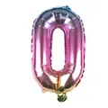 Detail von 16-Zoll-Zahl-0-Ballon mit Regenbogen-Farbverlauf-Metallfolien-Finish - Verlaufsfarbe 0