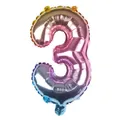 Detailansicht der 16-Zoll Zahl 3 Luftballon mit metallischem Regenbogen-Farbverlauf - Farbverlauf 3