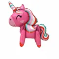 3D standing pink unicorn foil balloon with rainbow mane for birthday party decorations - Unicorn / Red