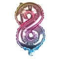 Detailansicht der Regenbogen-Zahl 8 Ballon aus Aluminiumfolie für Geburtstage - Verlaufsfarbe 8