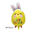 Ballon poussin de Pâques avec oreilles de lapin et texte Happy Easter en 68x41cm - Poussin à Oreilles de Lapin