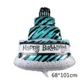 Dreistöckiger Torten-Folienballon mit Zebramuster für Geburtstage 68x101cm groß - Große blaue dreistöckige Torte