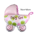 Pink Baby Girl stroller shaped foil balloon for baby shower and birthday party decor - Baby Girl Stroller / Pink