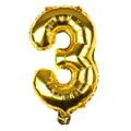 Detail eines glänzenden metallischen Gold 16 Zoll Nummer 3 Folienballons mit Reflexion - Gold 3