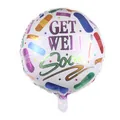 18-inch Get Well Soon balloon featuring colorful gradient text and band-aid patterns - Band-Aid Style