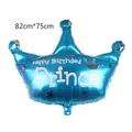 Blue crown foil balloon with Happy Birthday Prince text in size 82cm by 75cm - Blue