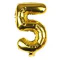 Detailansicht der goldene Folienballon Zahl 5 mit metallischem Glanz für Partydeko - Gold 5