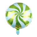 18-inch pinwheel candy foil balloon with blue and white spiral stripes for party decor - Green