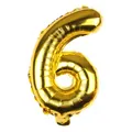 Detail eines 16-Zoll goldenen Folienballons Zahl 6 mit metallischer Textur für Geburtstage - Gold 6