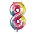 Ballon chiffre 8 en aluminium avec une finition métallique vibrante dégradé arc-en-ciel - Chiffre 8 / Dégradé